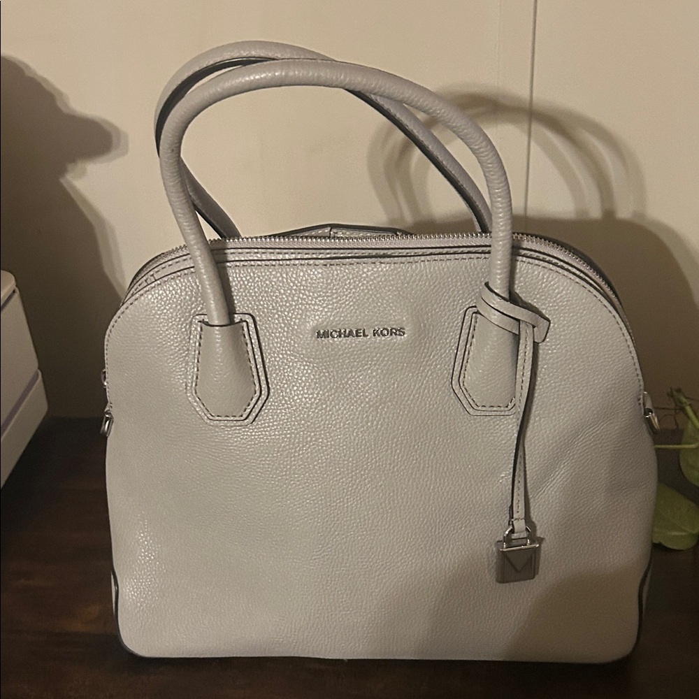Michael Kors Light Gray Pebbled Dome Satchel